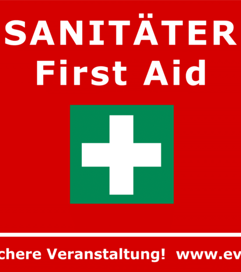 Banner “Sanitäter” Für Bauzäune (Erste Hilfe, First Aid)